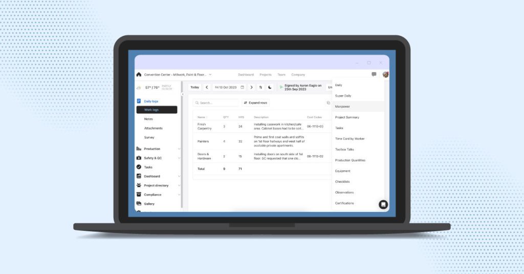 How to create a construction manpower report in Raken.