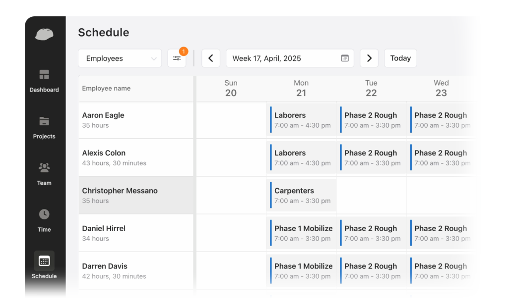 Raken construction calendar app.