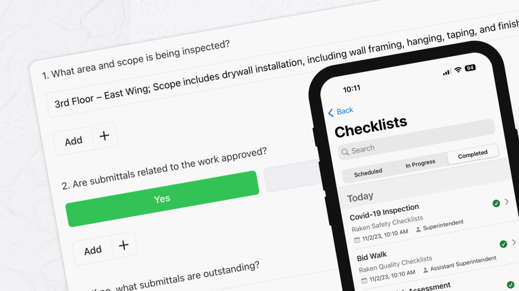 Raken construction checklist app.