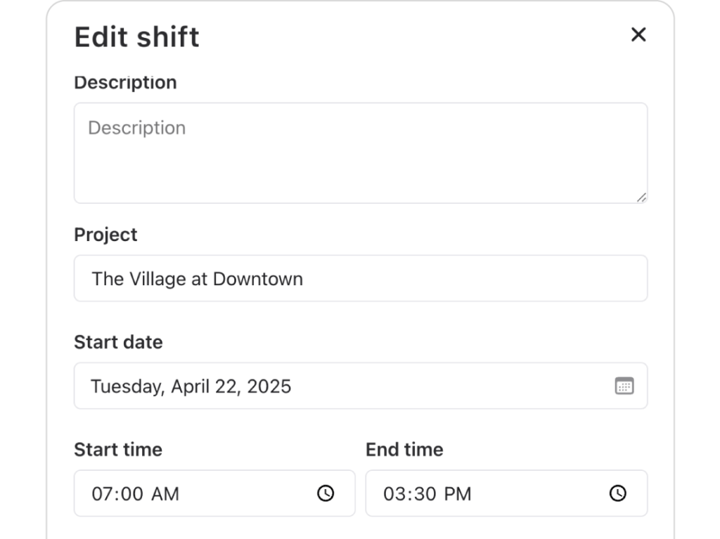 adding and assigning a shift.